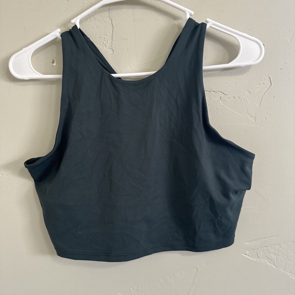 Quince Size Medium Power Up Scoop Neck Bra Green Sports Women’s
